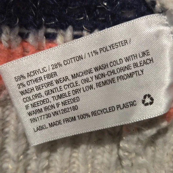 Cat & Jack Long Open Cardigan Sweater Girls Large Med 7/8 pink beige and blue - Picture 4 of 4